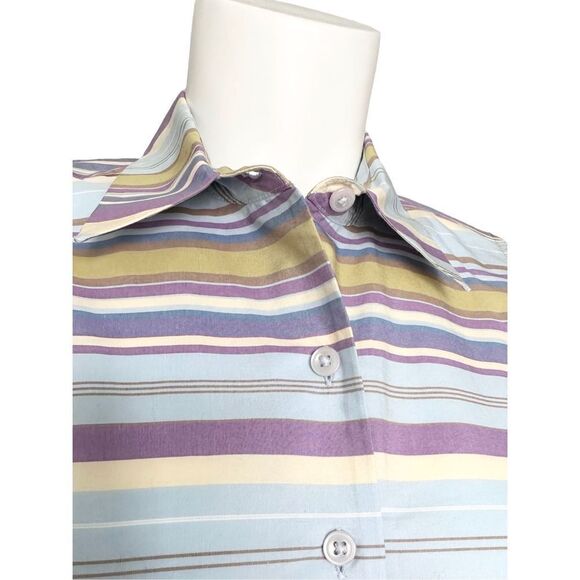 Ann Taylor Women’s Multicolor Striped‎ Sleeveless Button-Up Shirt Size 6 - Picture 2 of 5